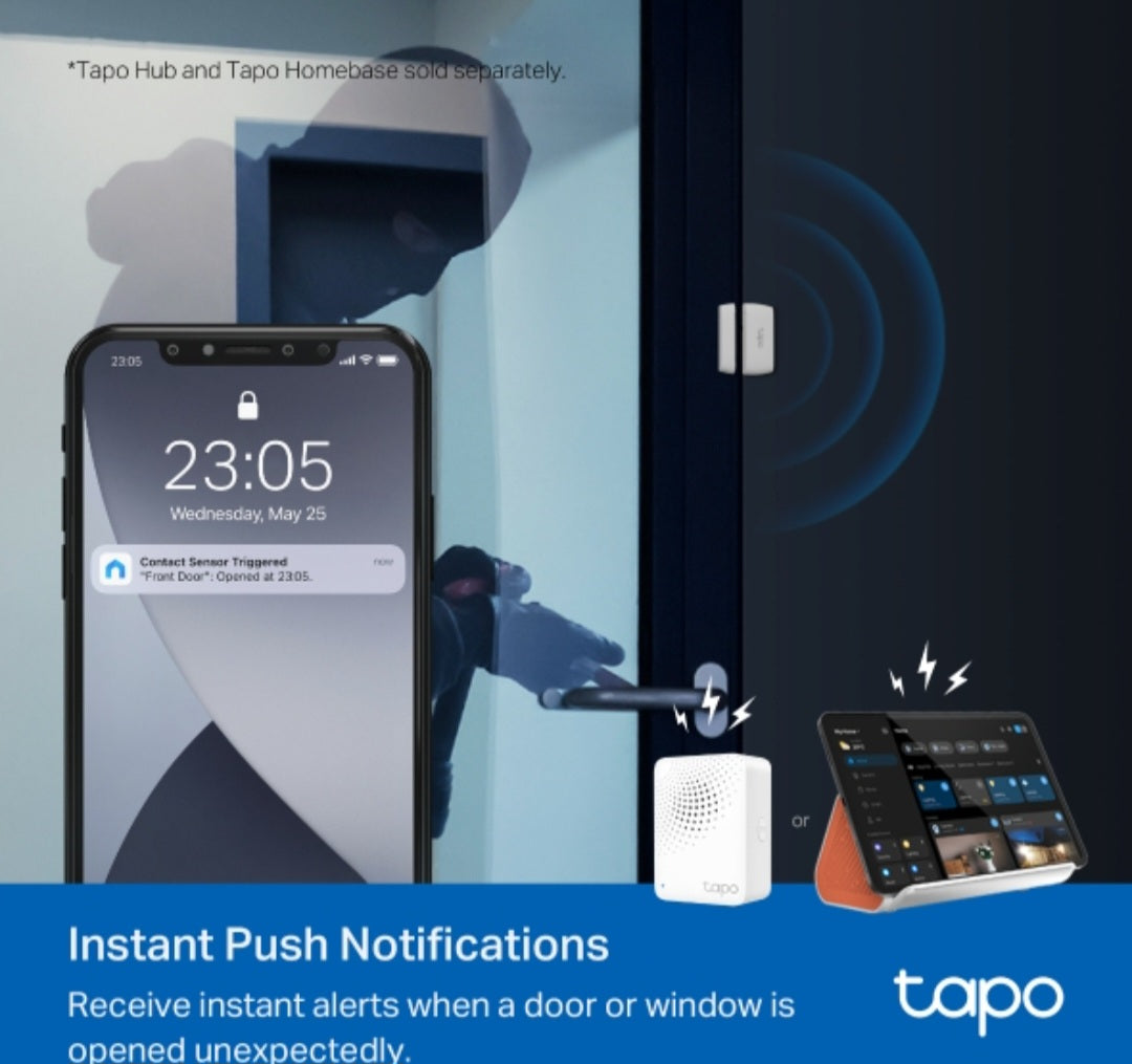 TP-Link Tapo T110 Smart Door & Window Contact Sensor | Instant Open/Close Alerts | Hub Required