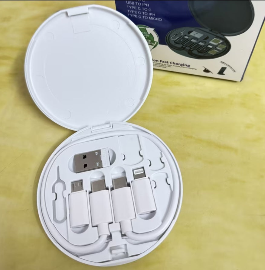 5-in-1 60W Fast Charging Cable Kit – USB-C, Lightning & Micro-USB Adapter Set with Storage Case