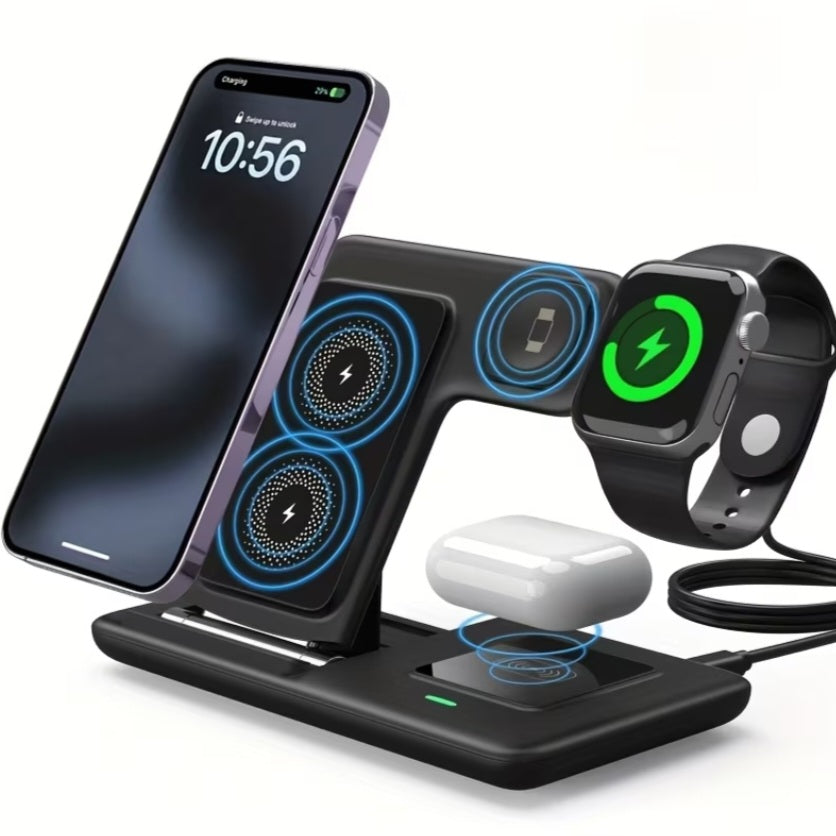 3-in-1 Foldable Wireless Charger Stand – Charge Your Phone, Watch & TWS Earbuds