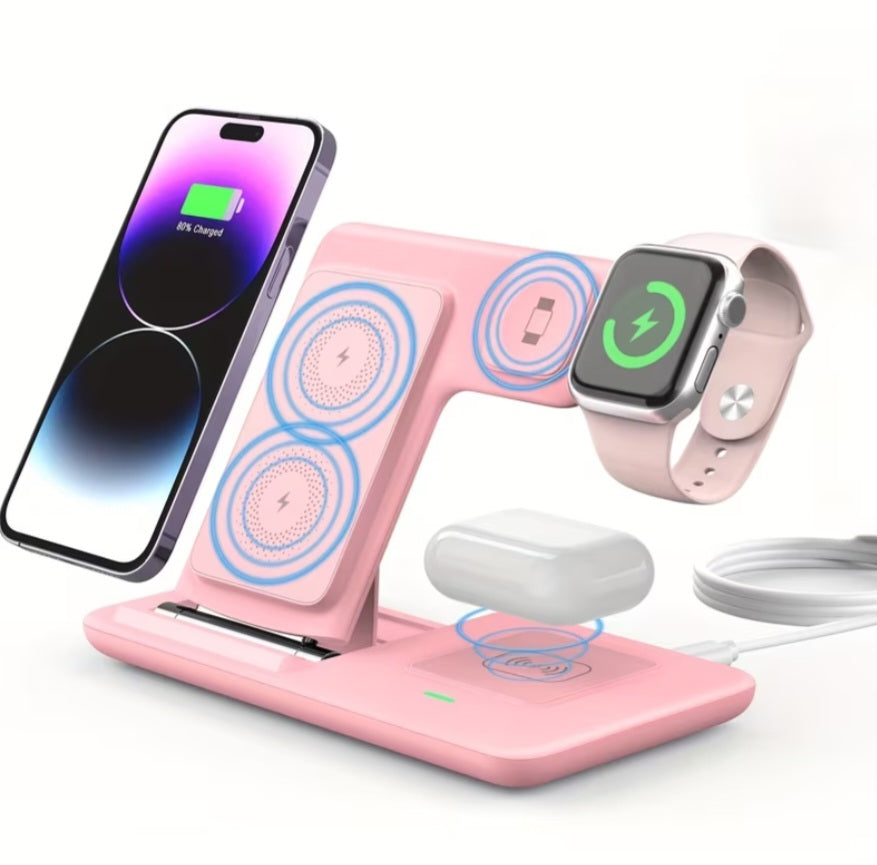 3-in-1 Foldable Wireless Charger Stand – Charge Your Phone, Watch & TWS Earbuds