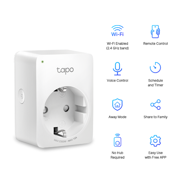 TP-Link Tapo P100 Smart Wi-Fi Plug | Remote Control | Alexa & Google Home Compatible