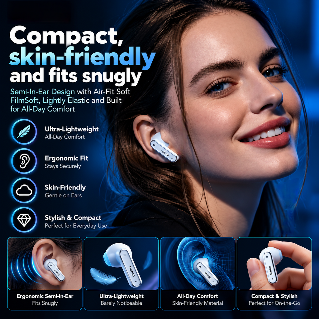 MS128 Smart Touchscreen Bluetooth 6.0 Earbuds – 15H Battery & Low-Latency Gaming