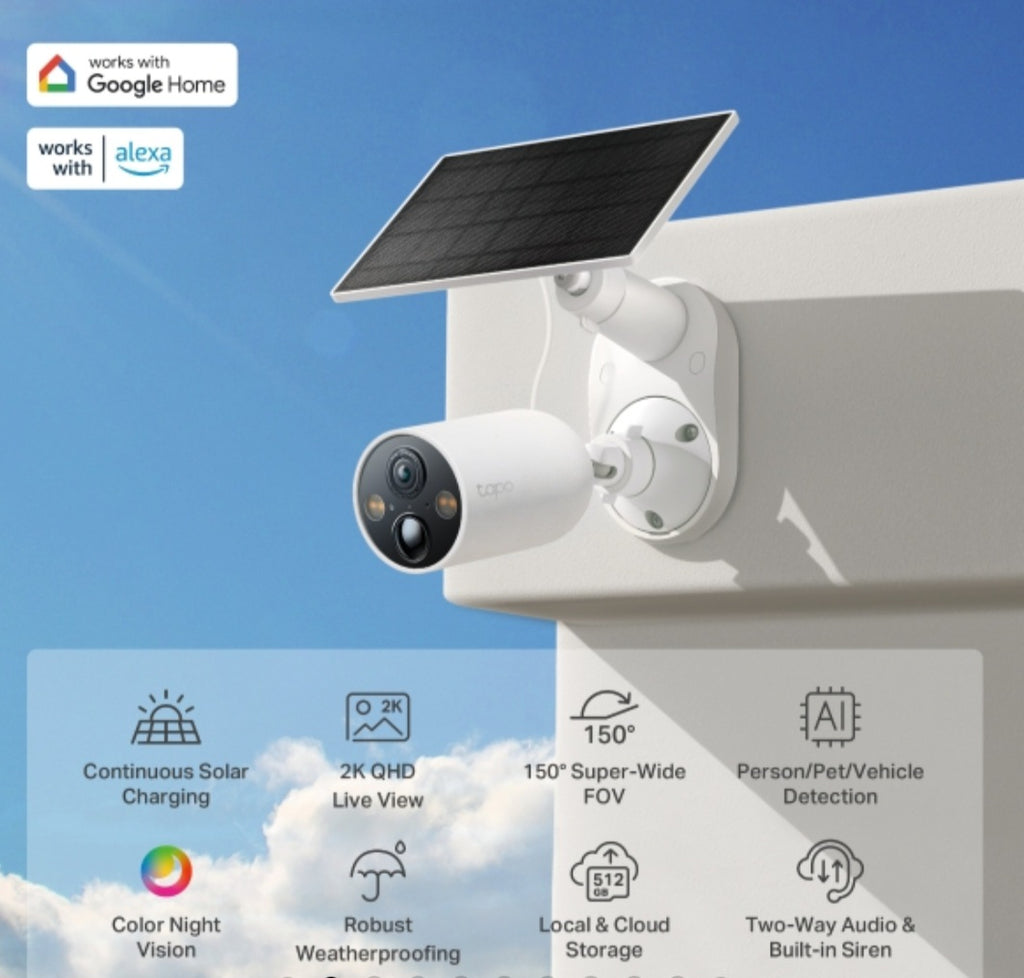 TP-Link Tapo C425 KIT 2K QHD Wire-Free Solar Security Camera Kit – Outdoor Wi-Fi Camera with AI Detection & Color Night Vision
