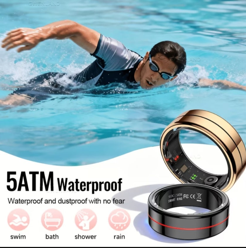 GWENLAND Smart Ring: Fitness & Sleep Tracker, 5ATM Waterproof, Stainless Steel