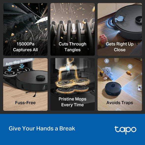 TP-Link Tapo RV50 Pro Omni AI Robot Vacuum & Mop with All-in-One Self-Cleaning Dock (15,000Pa, Auto Empty, Self-Washing & Drying)