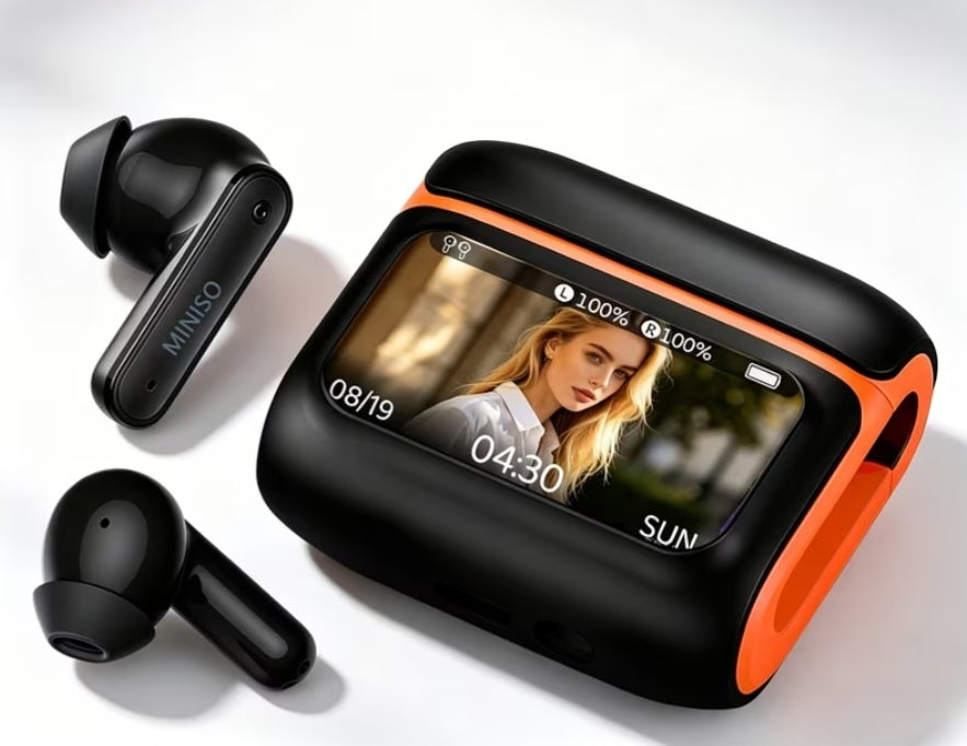 MS128 Smart Touchscreen Bluetooth 6.0 Earbuds – 15H Battery & Low-Latency Gaming
