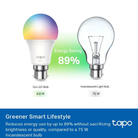 TP-Link Tapo L535B Smart Wi-Fi Multicolour LED Bulb (B22) – Matter, 1055 Lumens, Voice Control