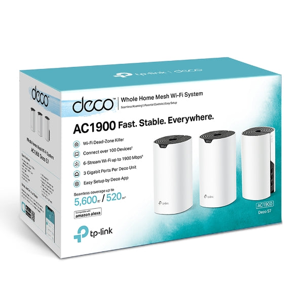 TP-Link Deco S7 (3-Pack) AC1900 Whole Home Mesh Wi-Fi System | Dual-Band | Seamless Roaming | Gigabit Ports