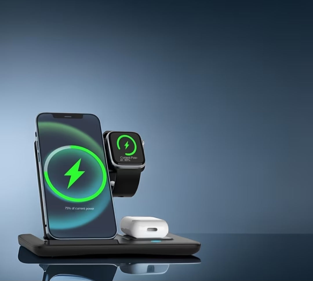 3-in-1 Foldable Wireless Charger Stand – Charge Your Phone, Watch & TWS Earbuds