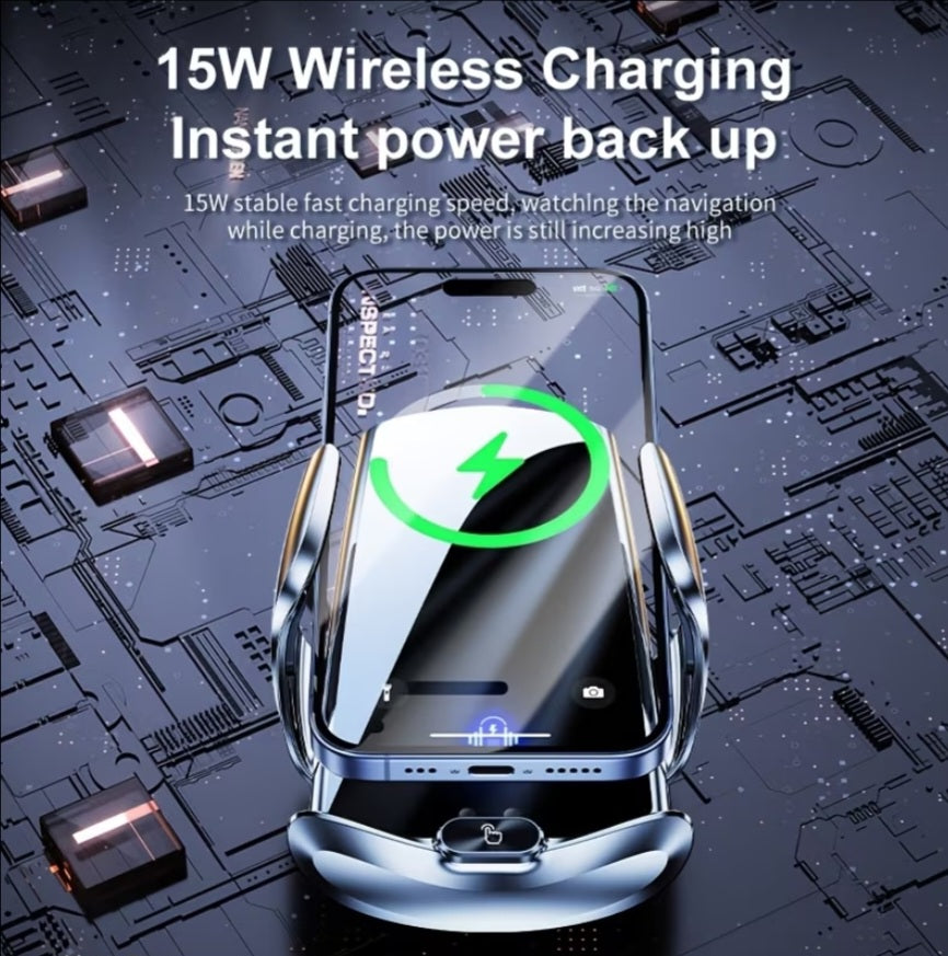 Smart Wireless Car Charger & Anti-Slip Phone Holder – iPhone & Android