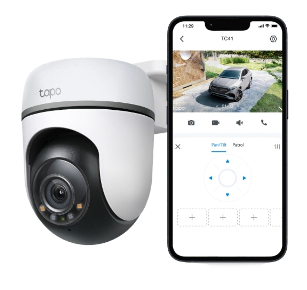 Tapo TC41 2K Outdoor Pan & Tilt Wi-Fi Security Camera with Color Night Vision & AI Detection
