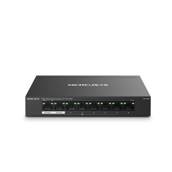Mercusys MS108GP 8-Port Gigabit Desktop Switch with 7-Port PoE+ (65W) – Unmanaged Network Switch
