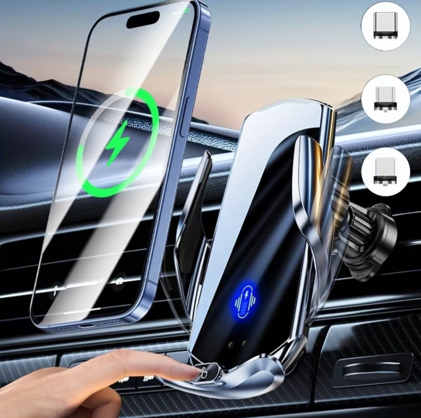 Smart Wireless Car Charger & Anti-Slip Phone Holder – iPhone & Android