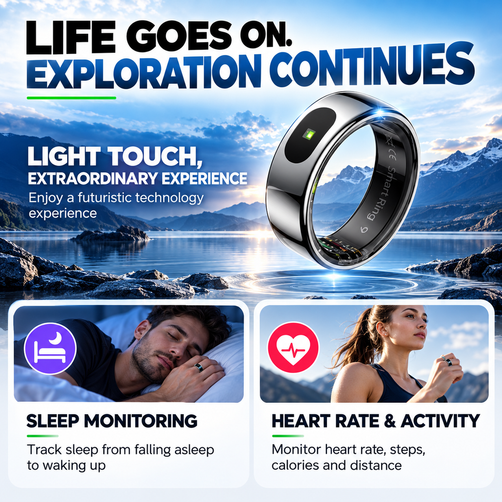 R08 Smart Ring | Fitness Tracker, Sleep Monitoring & Smart Touch Control