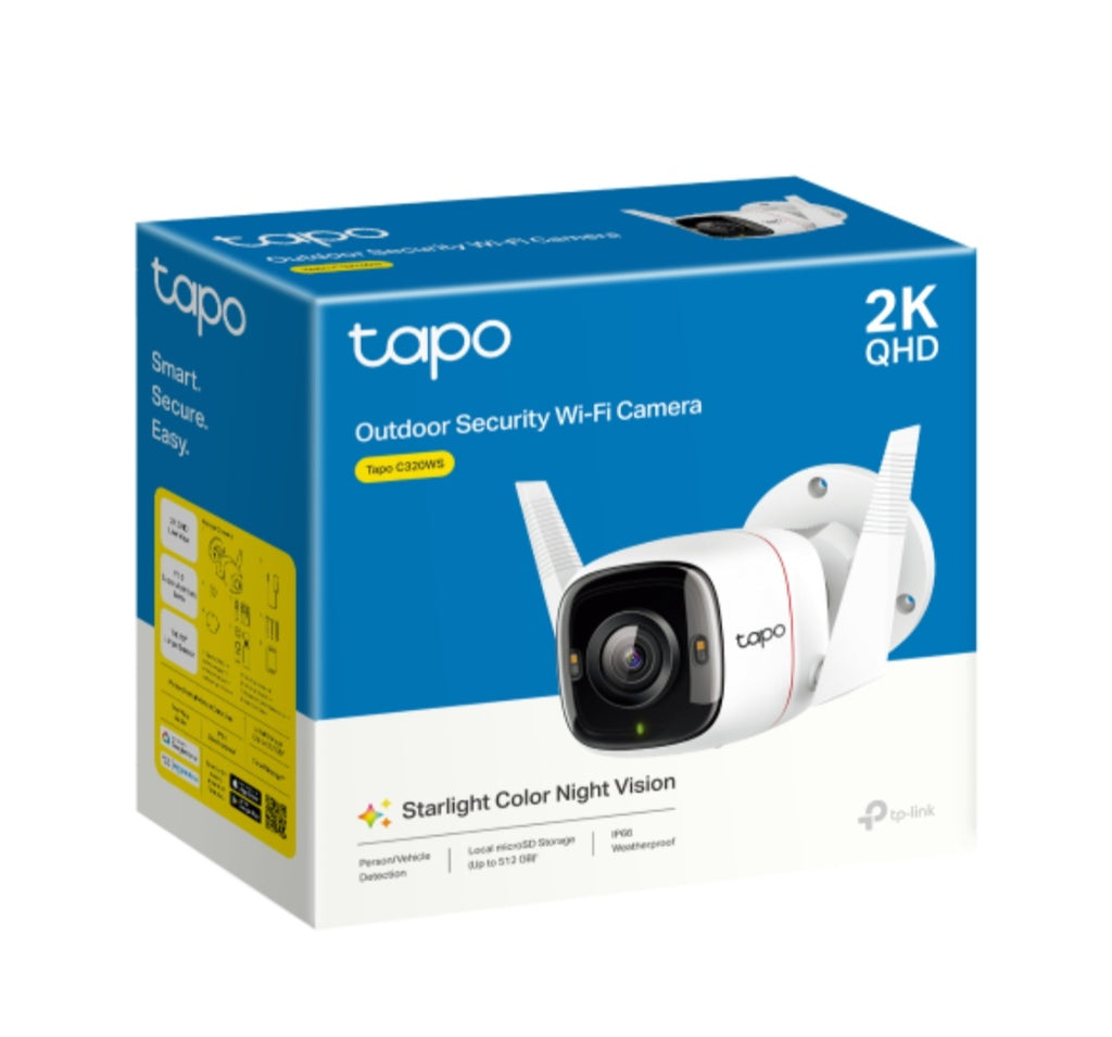 Tapo C320WS 2K QHD Outdoor Wi-Fi Security Camera with Starlight Color Night Vision & AI Detection