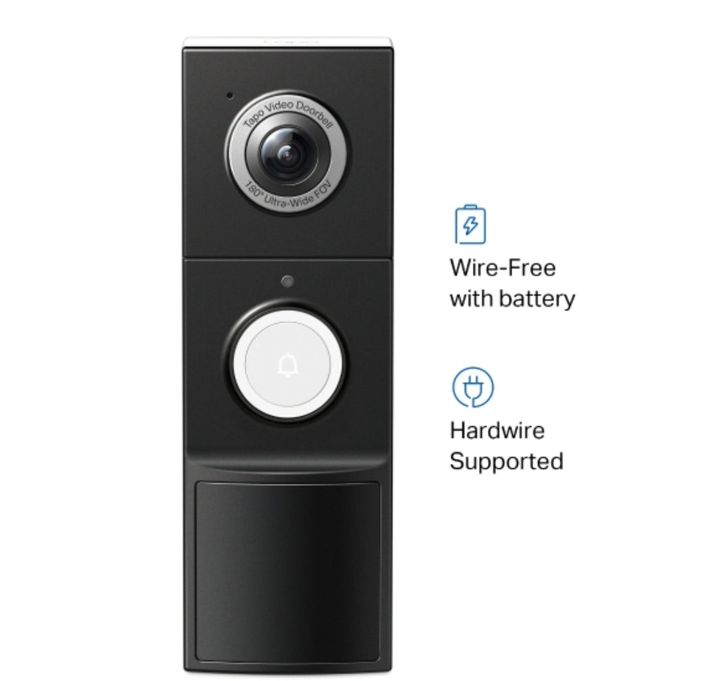 TP-Link Tapo D235 Smart Video Doorbell Camera | 2K 5MP | Battery or Wired | 180° Head-to-Toe View | AI Detection | Full-Colour Night Vision