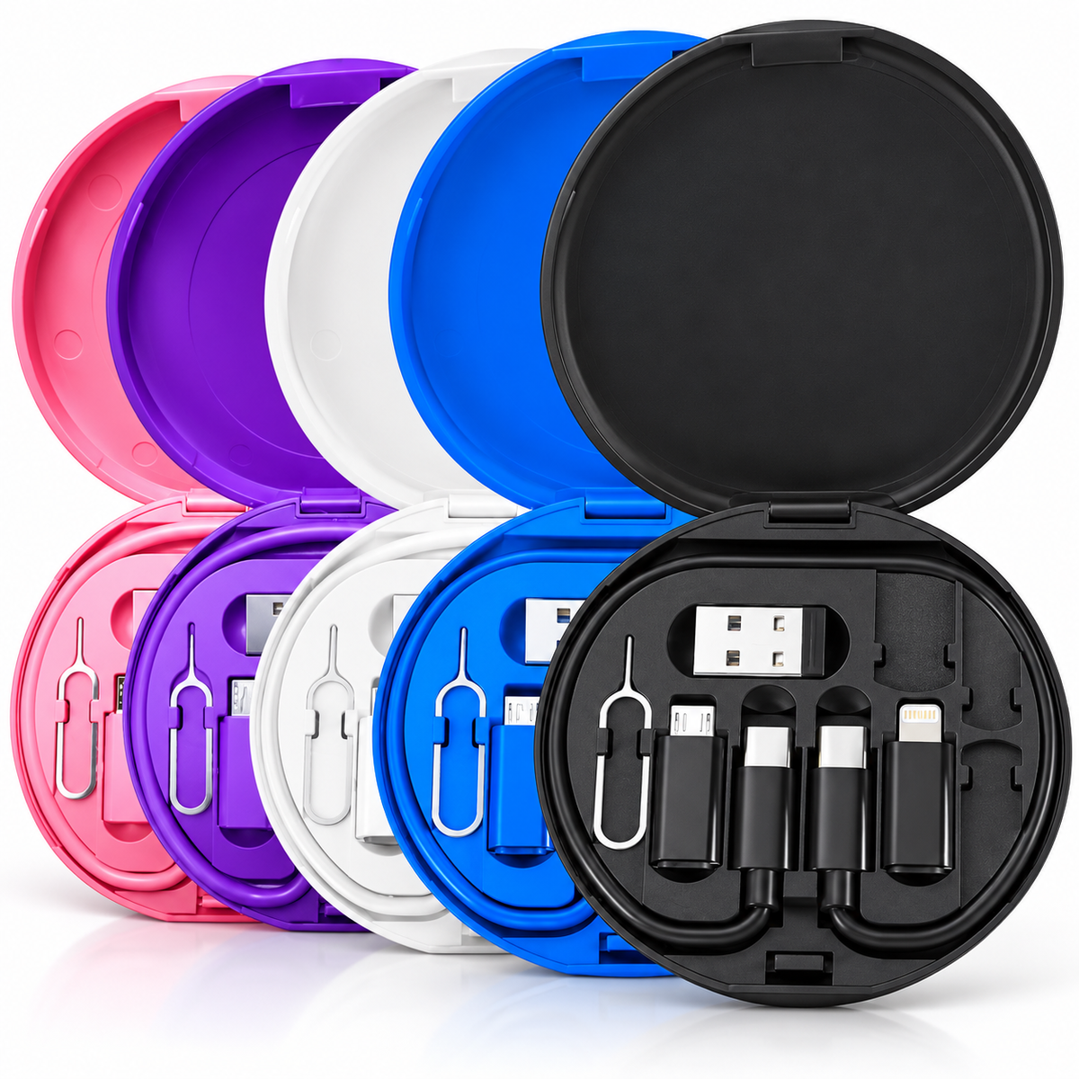 5-in-1 60W Fast Charging Cable Kit – USB-C, Lightning & Micro-USB Adapter Set with Storage Case