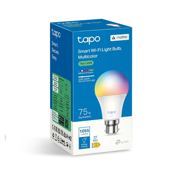 TP-Link Tapo L535B Smart Wi-Fi Multicolour LED Bulb (B22) – Matter, 1055 Lumens, Voice Control