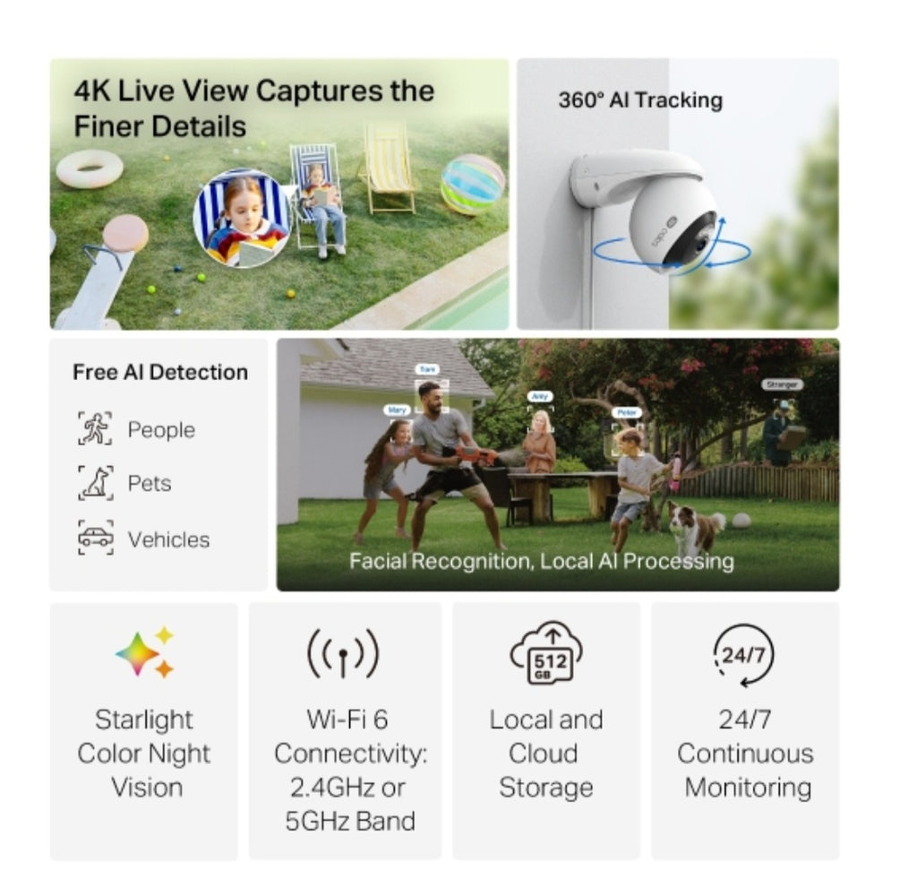 Tapo C560WS 4K Outdoor Wi-Fi Security Camera | 360° Pan & Tilt | Color Night Vision