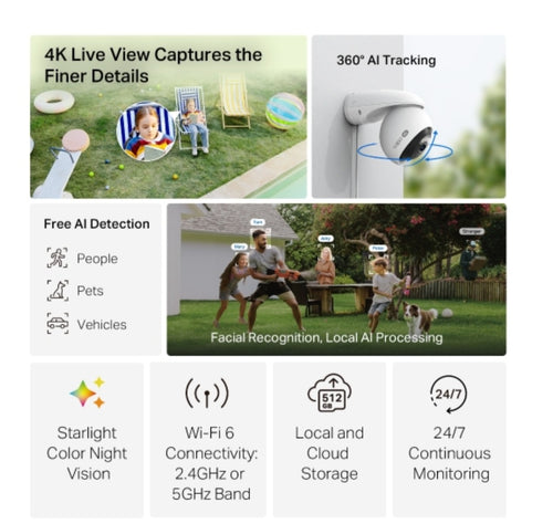 Tapo C560WS 4K Outdoor Wi-Fi Security Camera | 360° Pan & Tilt | Color Night Vision