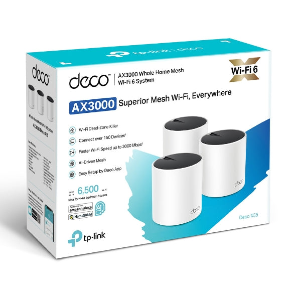 TP-Link Deco X55 AX3000 Whole Home Mesh Wi-Fi 6 System (3-Pack)