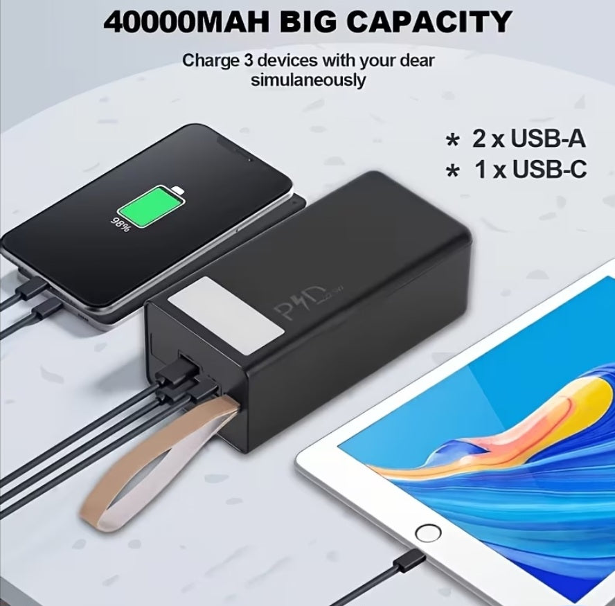 40,000mAh Fast Charge Power Bank – 22.5W USB-C with LCD Display