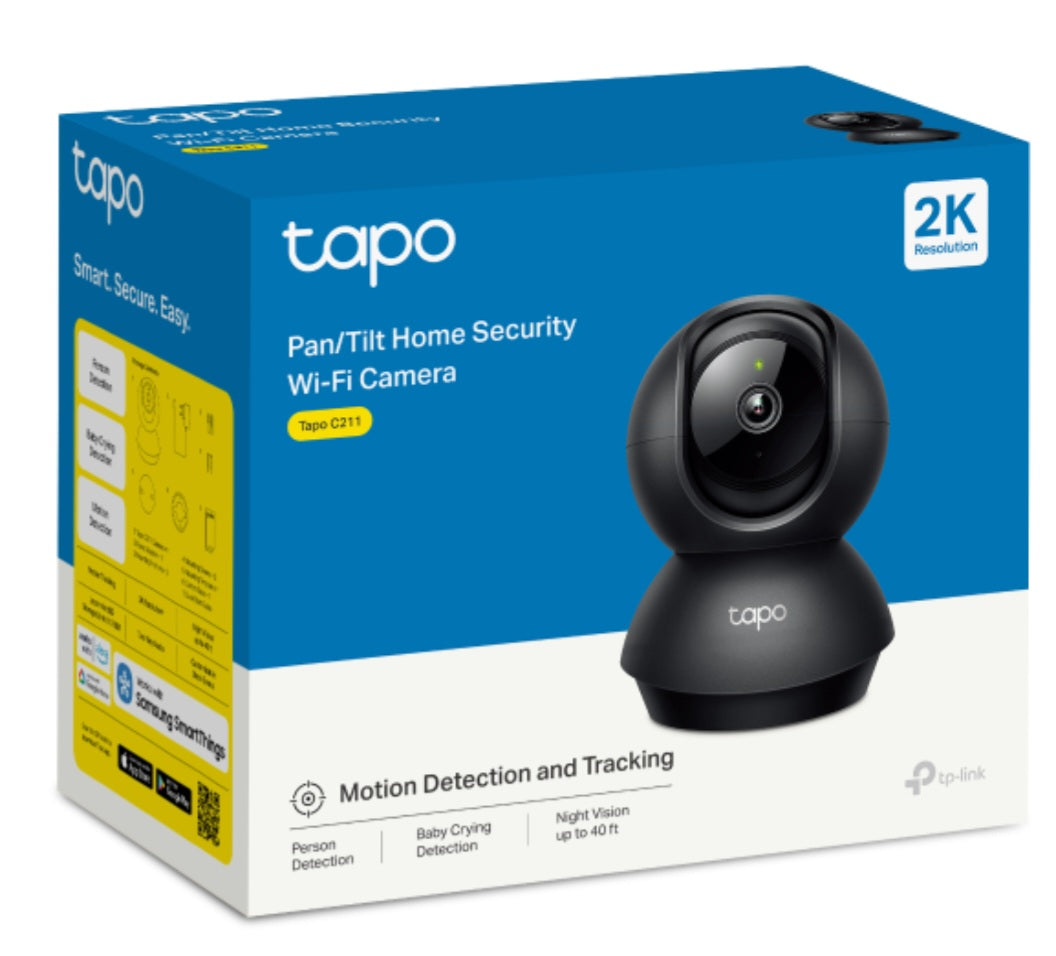 TP-Link Tapo C211 2K 3MP Smart Pan & Tilt Indoor Wi-Fi Security Camera with Motion Tracking, Night Vision & Two-Way Audio