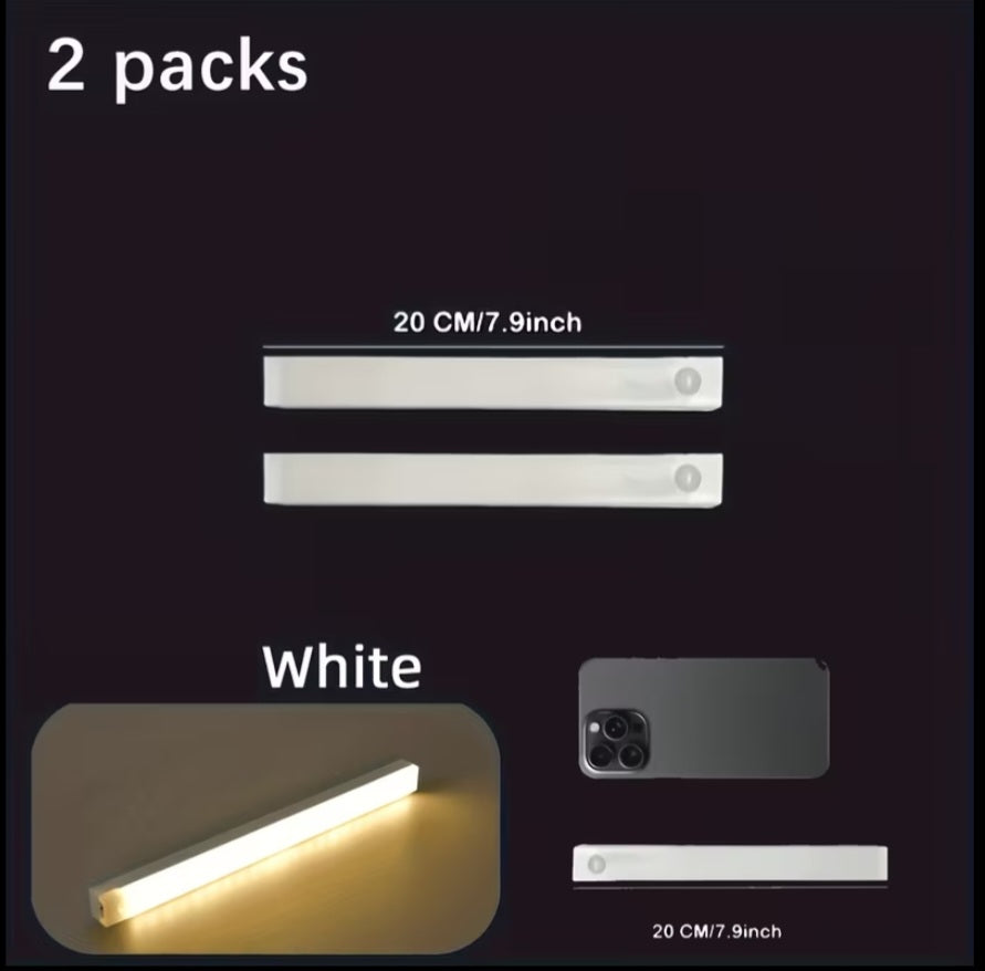 2-Pack Rechargeable LED Motion Sensor Lights – Wireless Cabinet & Kitchen Lighting