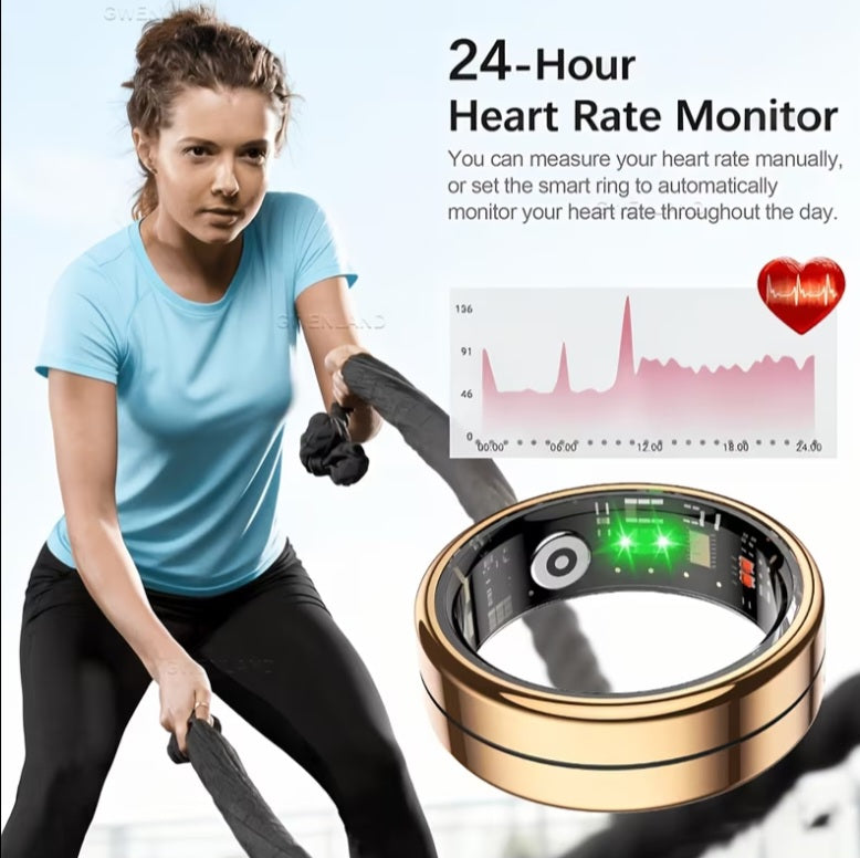 GWENLAND Smart Ring: Fitness & Sleep Tracker, 5ATM Waterproof, Stainless Steel