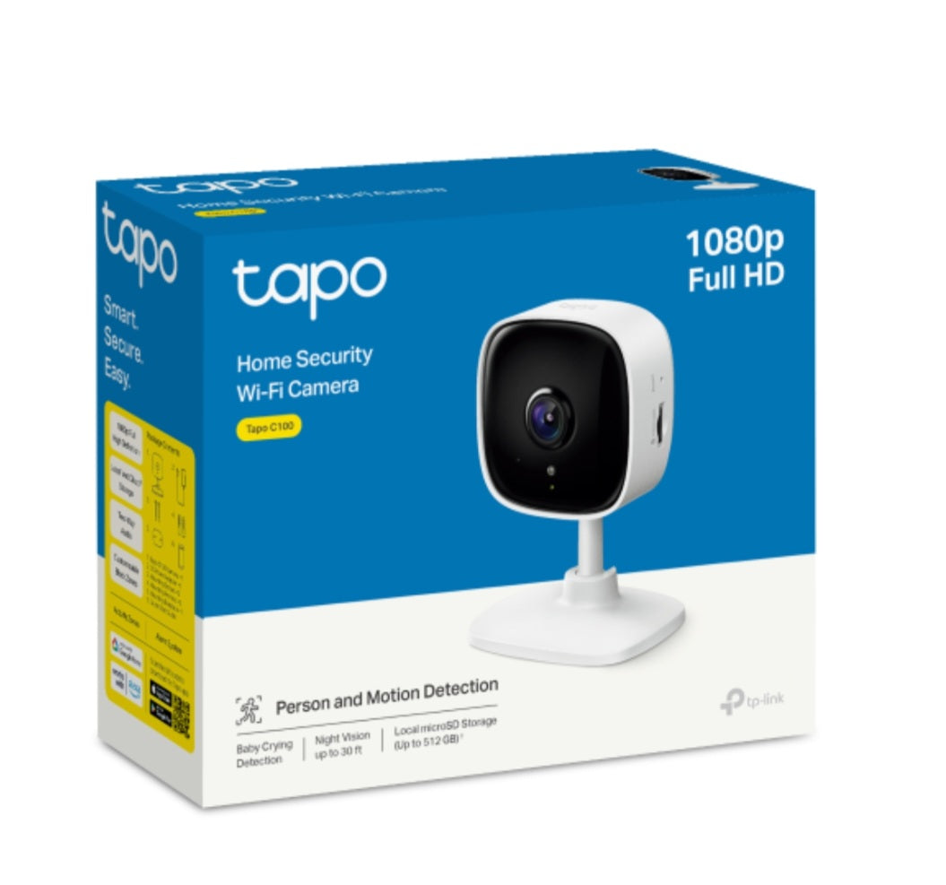 TP-Link Tapo C100 1080p Full HD Indoor Wi-Fi Security Camera with Motion Detection, Night Vision & Two-Way Audio