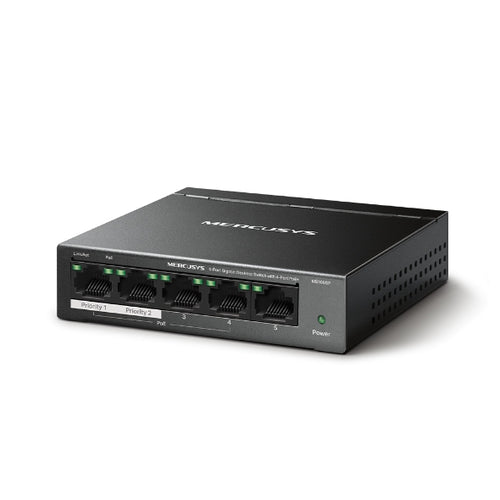 Mercusys MS105GP 5-Port Gigabit PoE+ Desktop Switch (65W) | 4 PoE+ Ports | Plug & Play