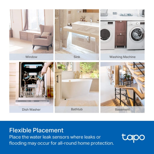 TP-Link Tapo T300 Smart Water Leak Sensor | IP67 Waterproof | 90dB Alarm | Instant App Alerts | Hub Required