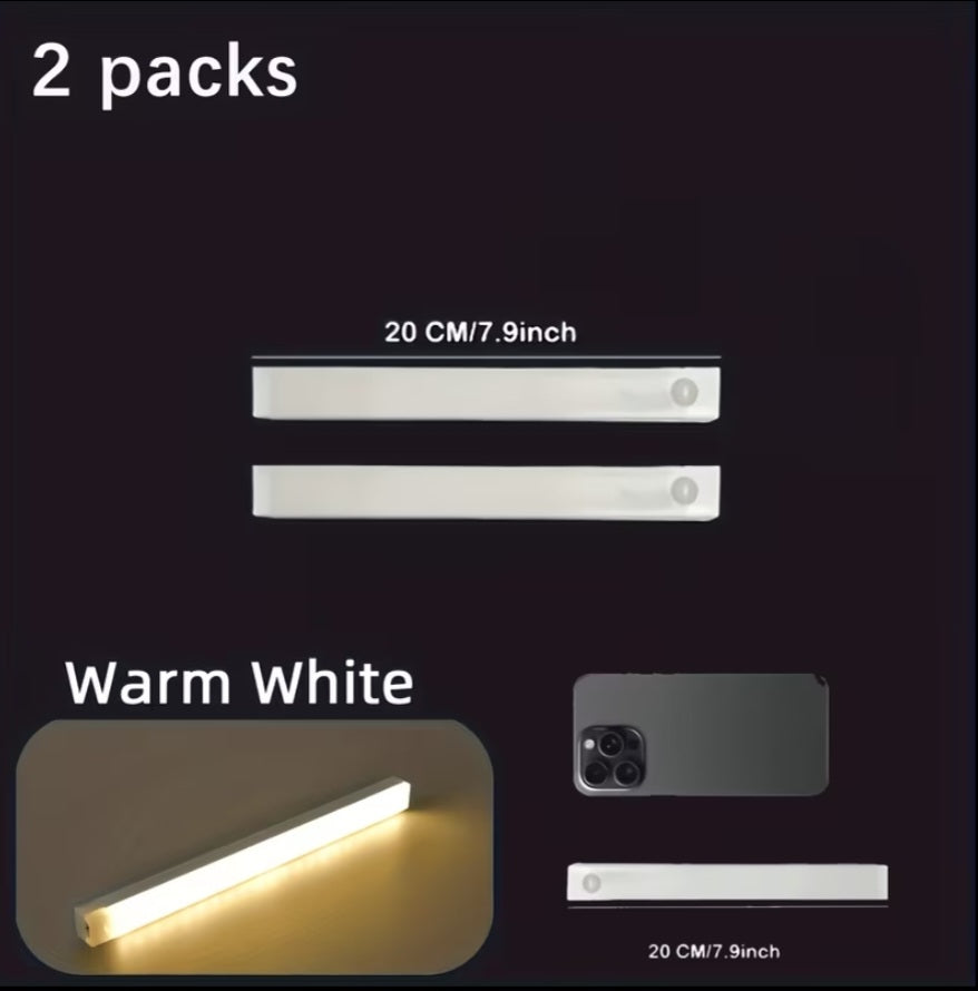 2-Pack Rechargeable LED Motion Sensor Lights – Wireless Cabinet & Kitchen Lighting