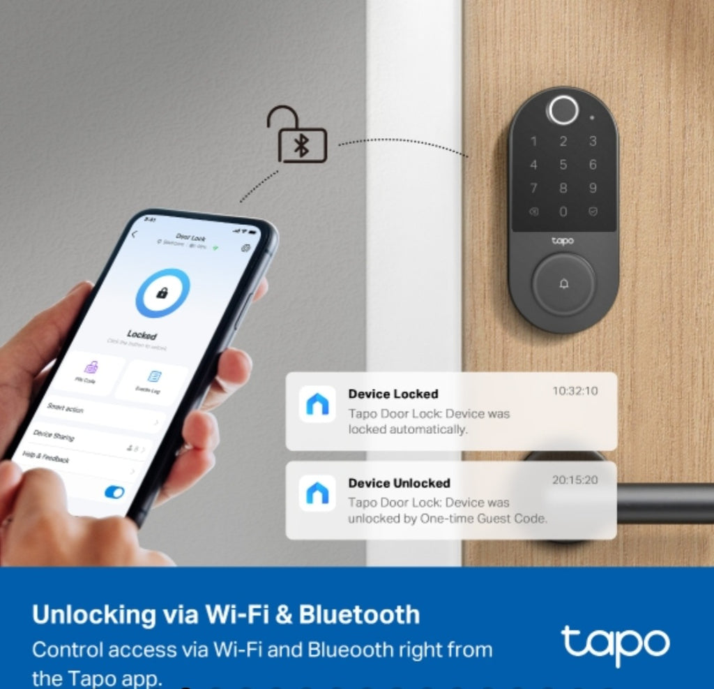 Tapo DL110 Smart Wi-Fi Door Lock with Fingerprint Recognition & App Control