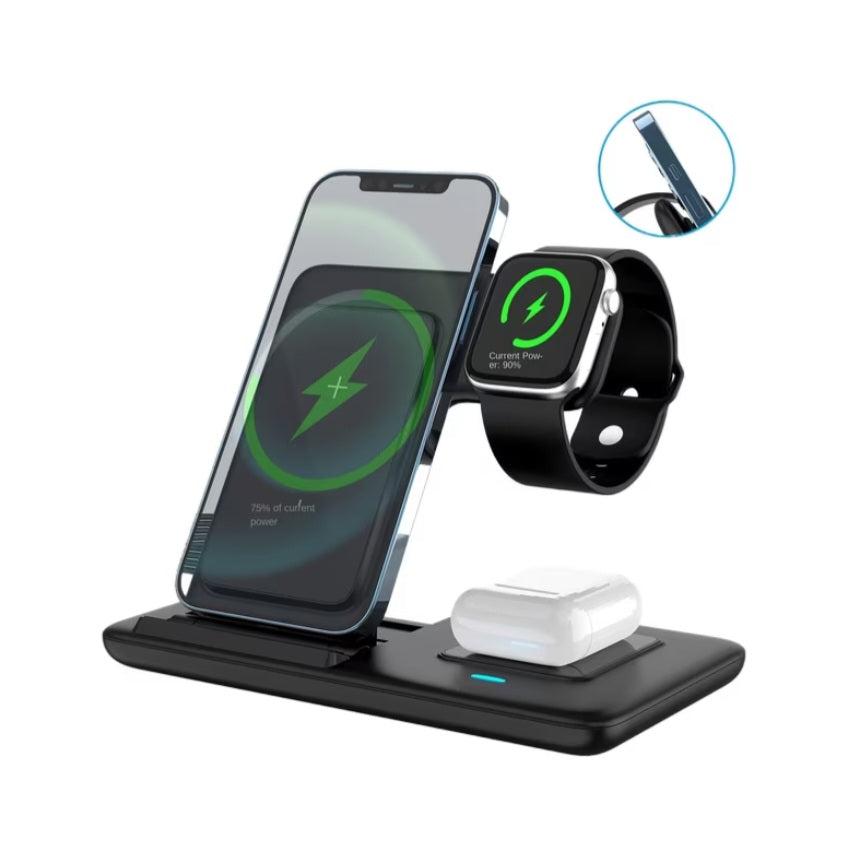 3-in-1 Foldable Wireless Charger Stand – Charge Your Phone, Watch & TWS Earbuds
