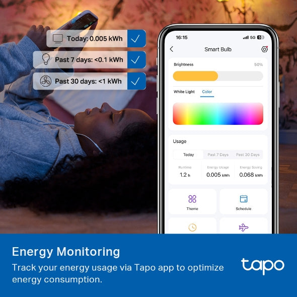 TP-Link Tapo L535B Smart Wi-Fi Multicolour LED Bulb (B22) – Matter, 1055 Lumens, Voice Control