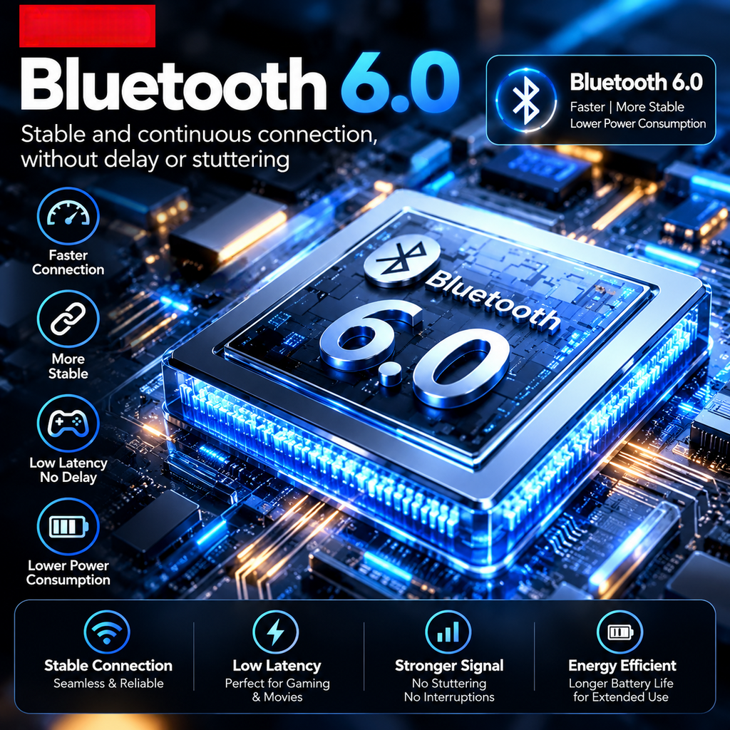 MS128 Smart Touchscreen Bluetooth 6.0 Earbuds – 15H Battery & Low-Latency Gaming