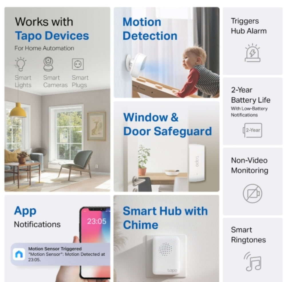 Tapo T30 Smart Sensor Starter Kit | Hub, Motion Sensor & Contact Sensor