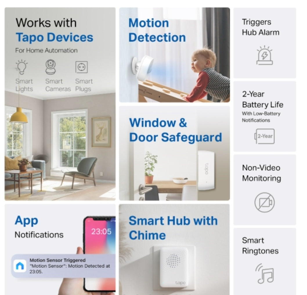 Tapo T30 Smart Sensor Starter Kit | Hub, Motion Sensor & Contact Sensor