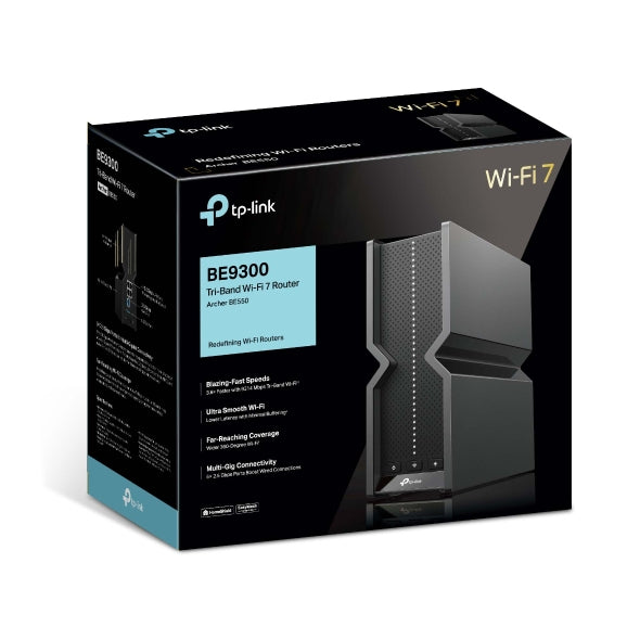 TP-Link Archer BE550 BE9300 Tri-Band Wi-Fi 7 Router | Up to 9.2 Gbps | 5× 2.5Gb Ports | EasyMesh | HomeShield
