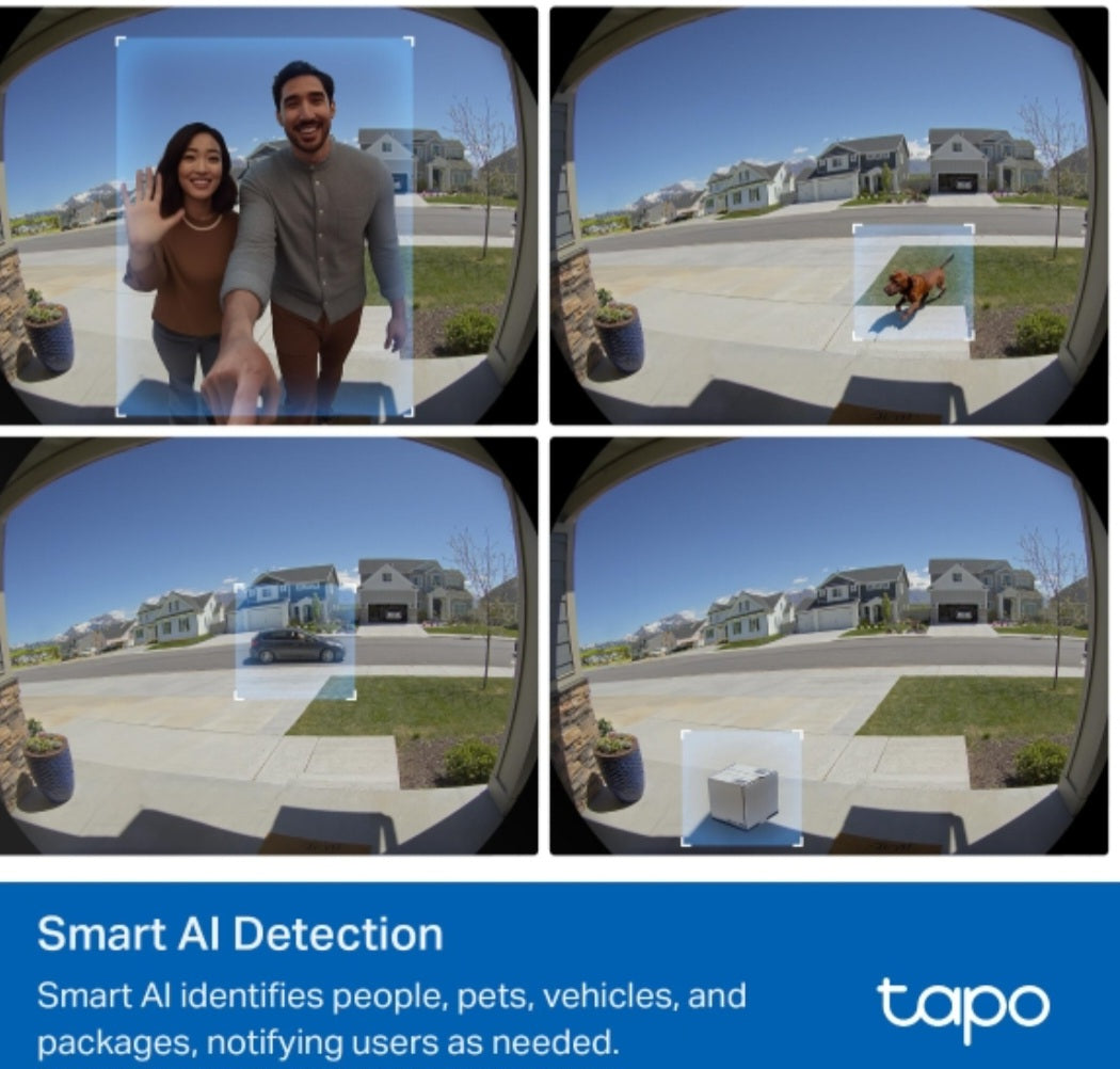 TP-Link Tapo D235 Smart Video Doorbell Camera | 2K 5MP | Battery or Wired | 180° Head-to-Toe View | AI Detection | Full-Colour Night Vision