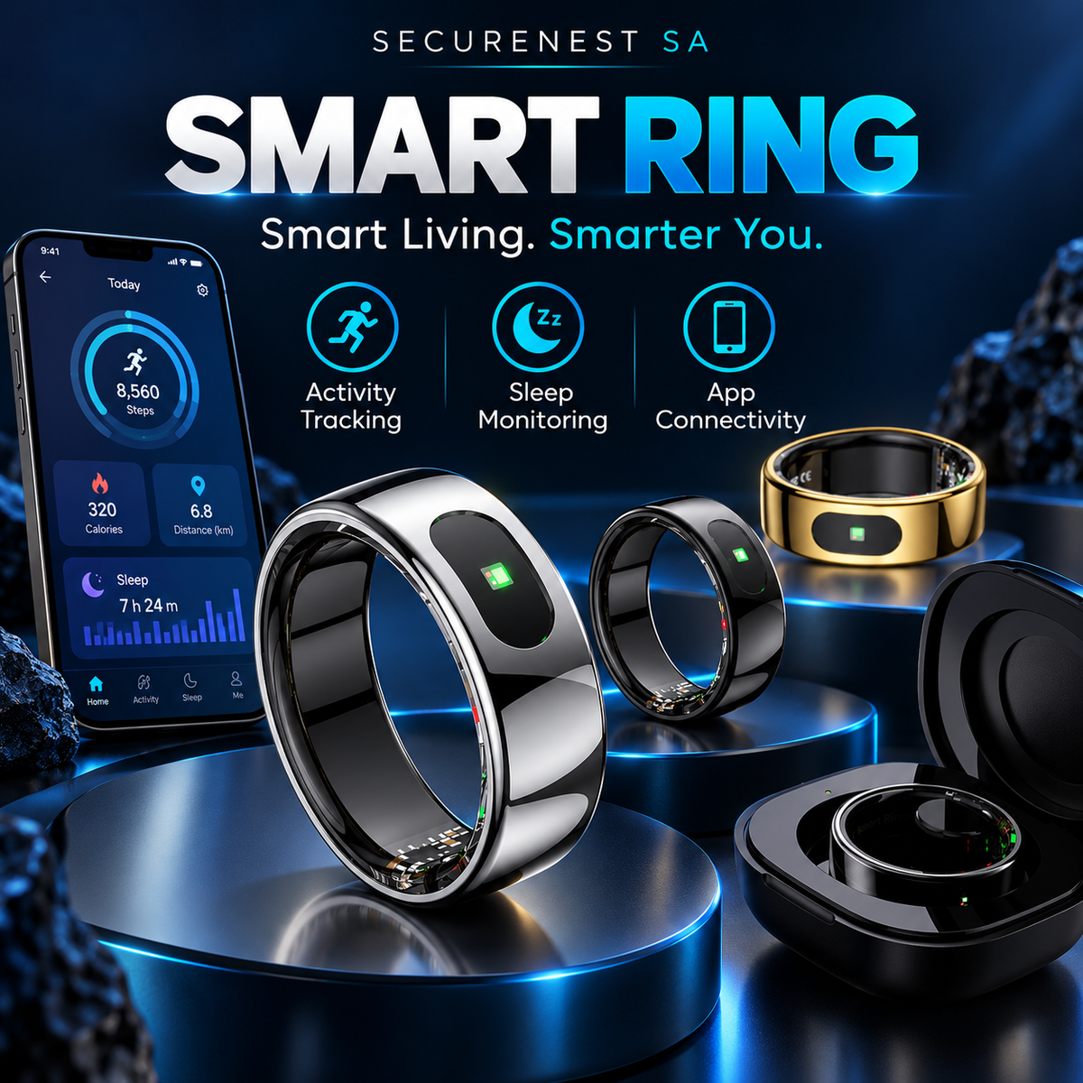 R08 Smart Ring | Fitness Tracker, Sleep Monitoring & Smart Touch Control