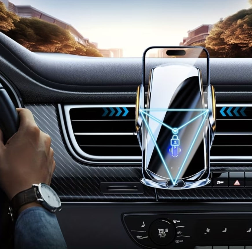 Smart Wireless Car Charger & Anti-Slip Phone Holder – iPhone & Android