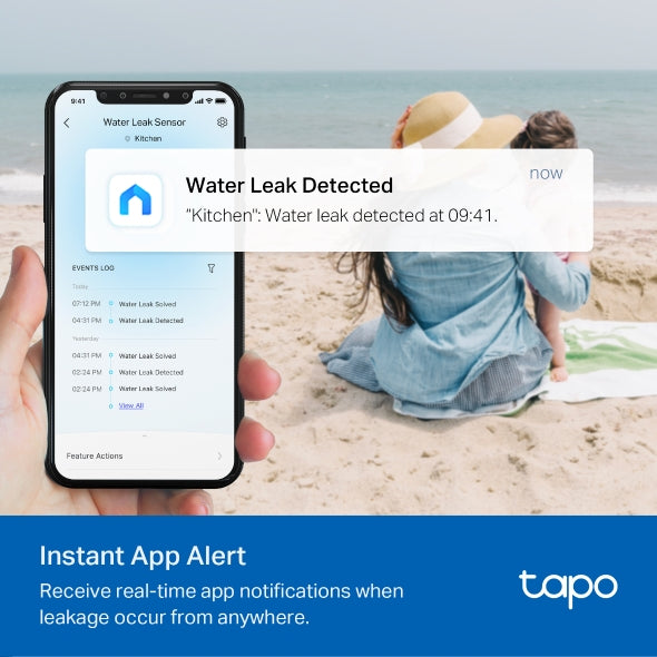 TP-Link Tapo T300 Smart Water Leak Sensor | IP67 Waterproof | 90dB Alarm | Instant App Alerts | Hub Required