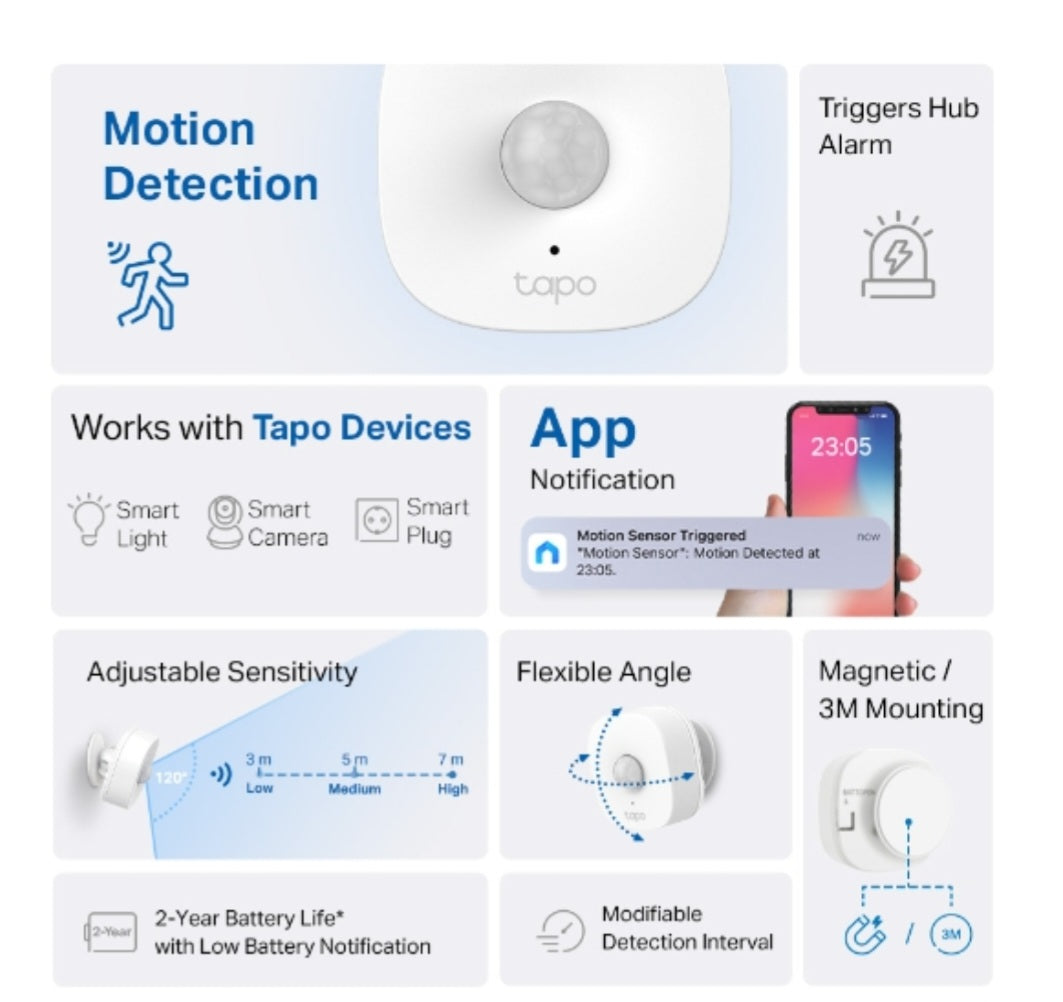 Tapo T100 Smart Motion Sensor | Intelligent Motion Detection for Smart Home Automation