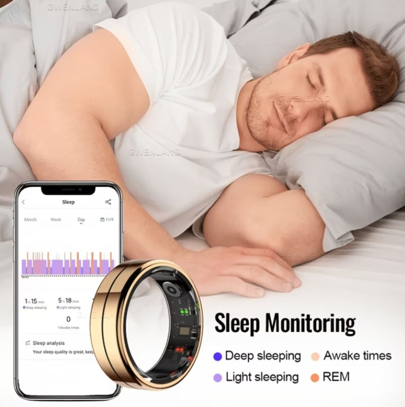 GWENLAND Smart Ring: Fitness & Sleep Tracker, 5ATM Waterproof, Stainless Steel