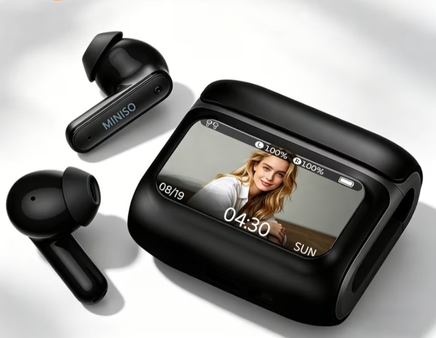 MS128 Smart Touchscreen Bluetooth 6.0 Earbuds – 15H Battery & Low-Latency Gaming