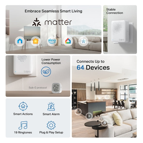 TP-Link Tapo H100 Smart Hub with Chime | Smart Home Hub for Tapo Sensors & Smart Devices