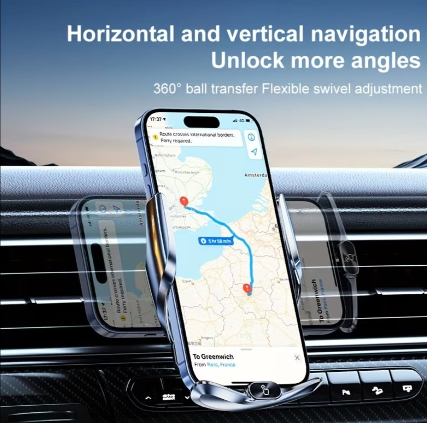 Smart Wireless Car Charger & Anti-Slip Phone Holder – iPhone & Android