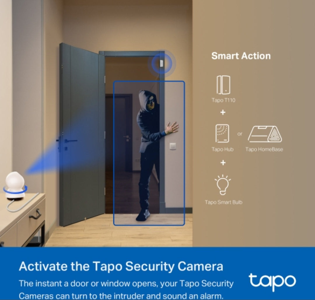TP-Link Tapo T110 Smart Door & Window Contact Sensor | Instant Open/Close Alerts | Hub Required